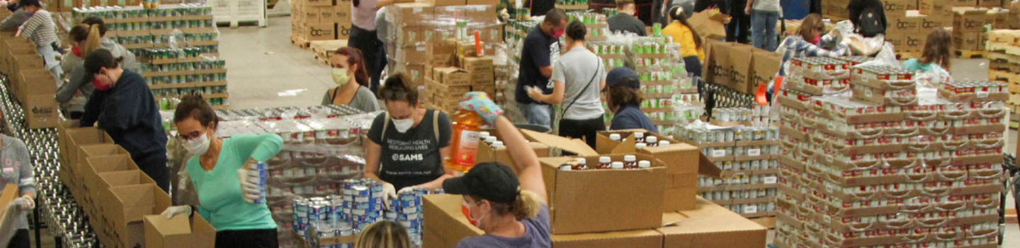 food bank workers working