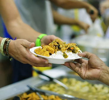 handing giving food